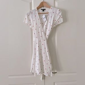 White with red hearts wrapped dress